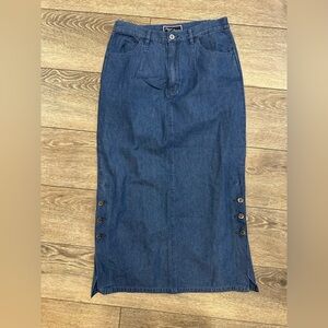 Jaggs Denim Vintage Midi Skirt with Button Accents pencil M Cotton